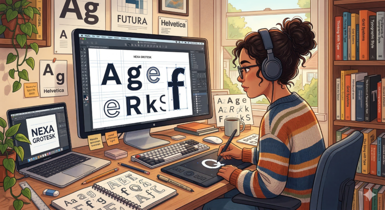 desainer font membuat desain huruf kreatif